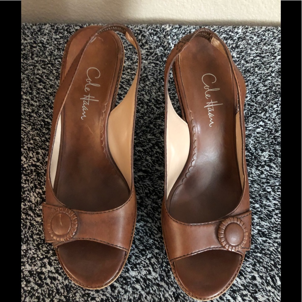 Cole Haan Brown Wedges 7 Leather
